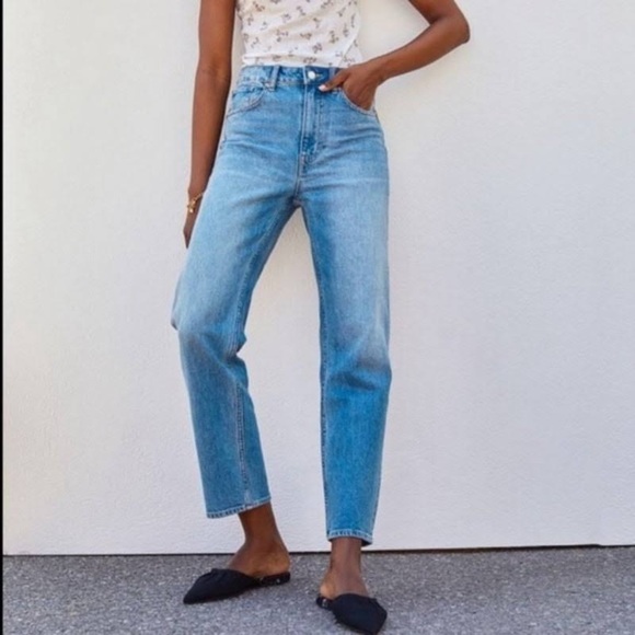 Brock Collection x H&M Medium Wash High Rise Cropped Jean - Size 10 - Picture 1 of 6